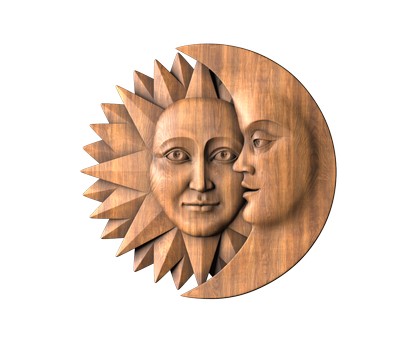 Панно лики солнца и луны, 3d модель для ЧПУ