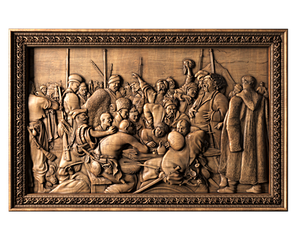 Запорожцы Репин.И, 3d модель для ЧПУ