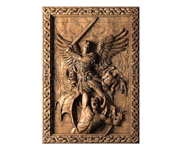 Панно Архангел Михаил, 3d модель для ЧПУ