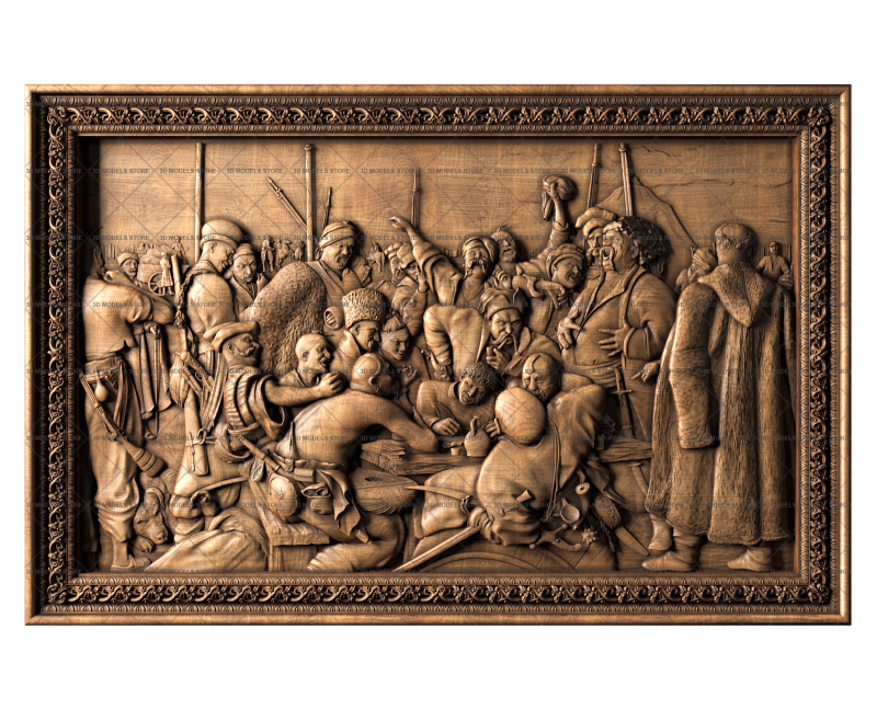 Запорожцы Репин.И, 3d модель для ЧПУ