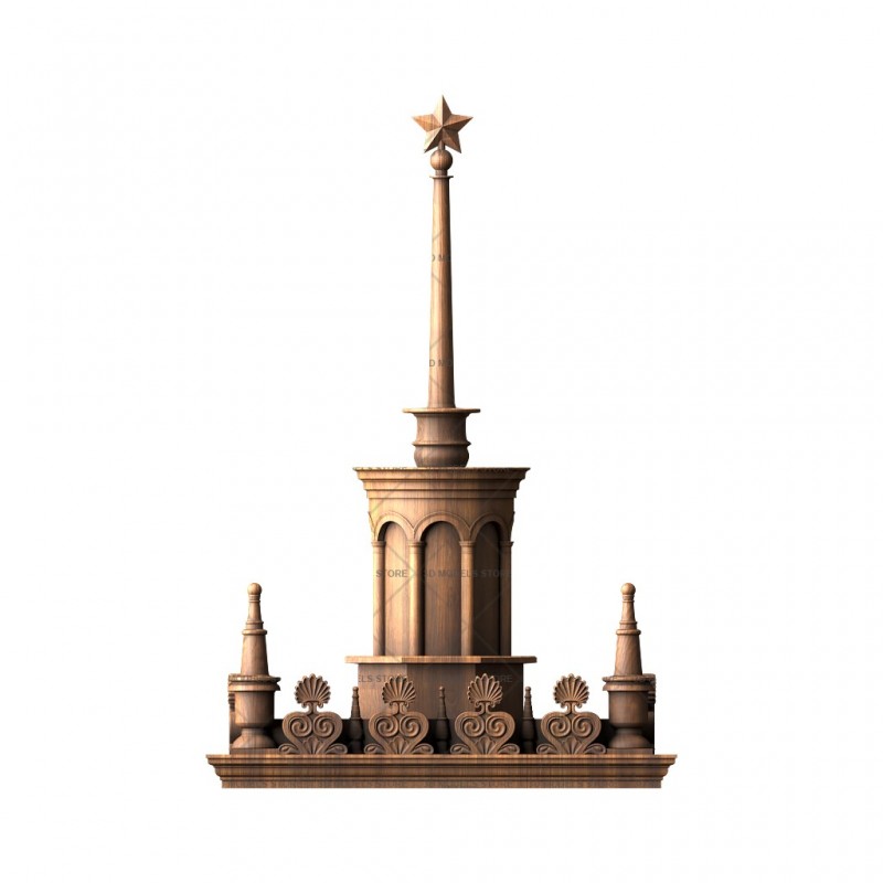 Скульптура шпиль со звездой, 3d модель для ЧПУ