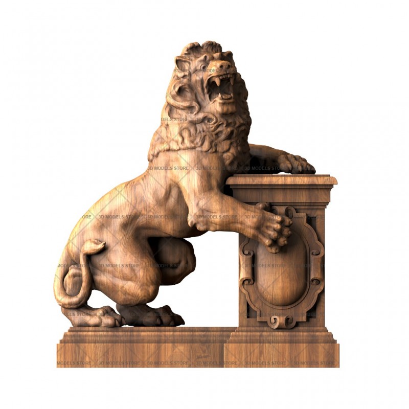 Скульптура со львом, 3d модель для ЧПУ