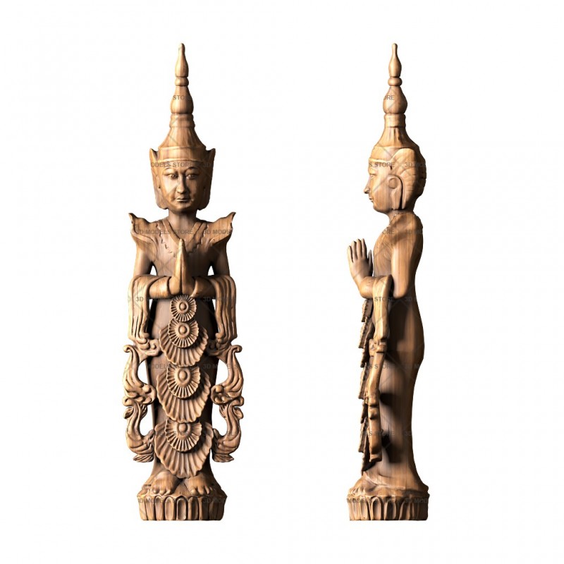 Скульптура Бодхисаттва, 3d модель для ЧПУ