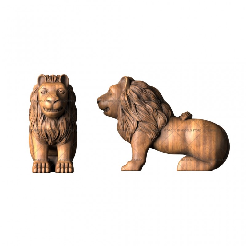 Скульптура льва, 3d модель для ЧПУ