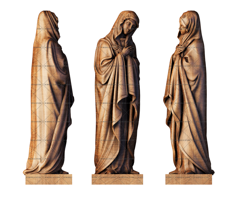 Скульптура Дева Мария, 3d модель для ЧПУ