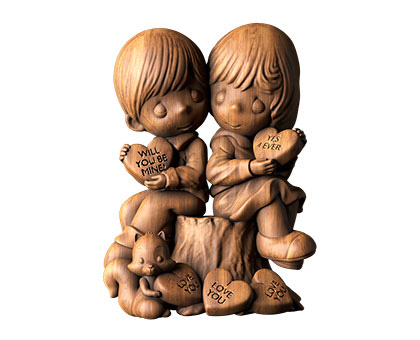 Скульптура мальчик и девочка, 3d модель для ЧПУ
