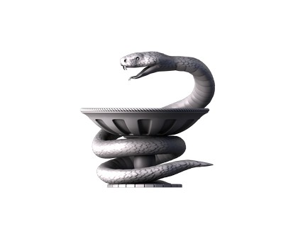 Скульптура змея и чаша (медицина), 3d модель для ЧПУ
