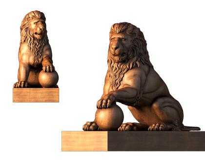 Лев, 3d модель для ЧПУ