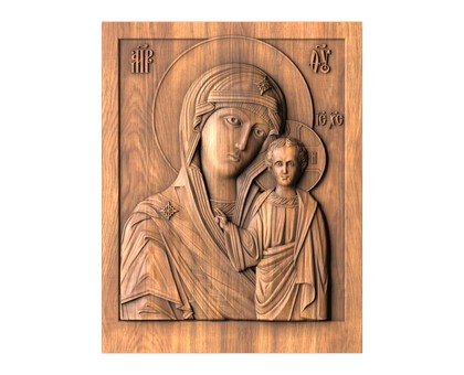 Икона Казанская Богородица, 3d модель для ЧПУ