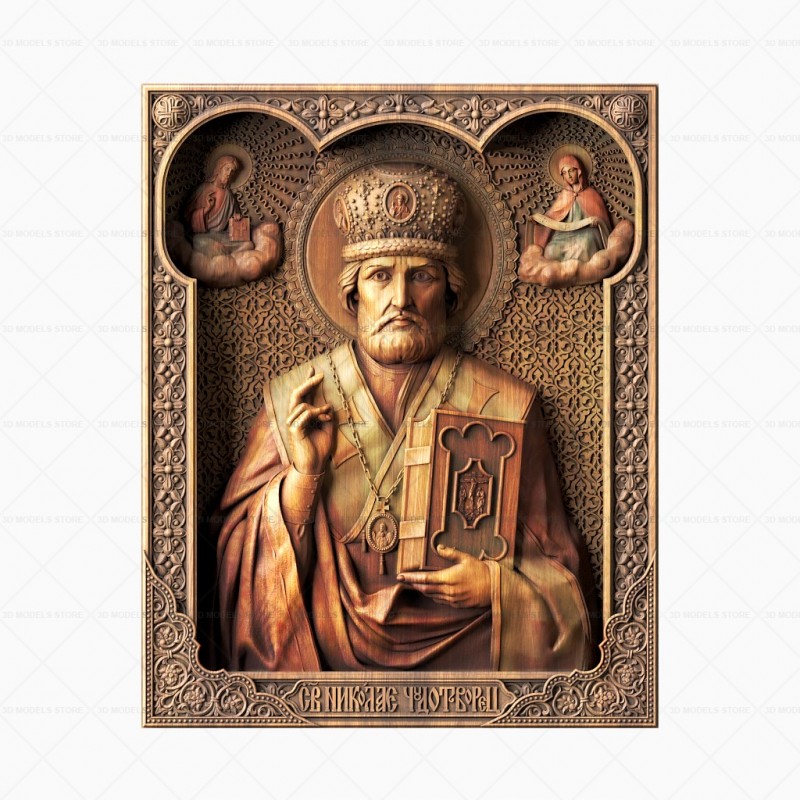 Икона Святой Николай, 3d модель для ЧПУ