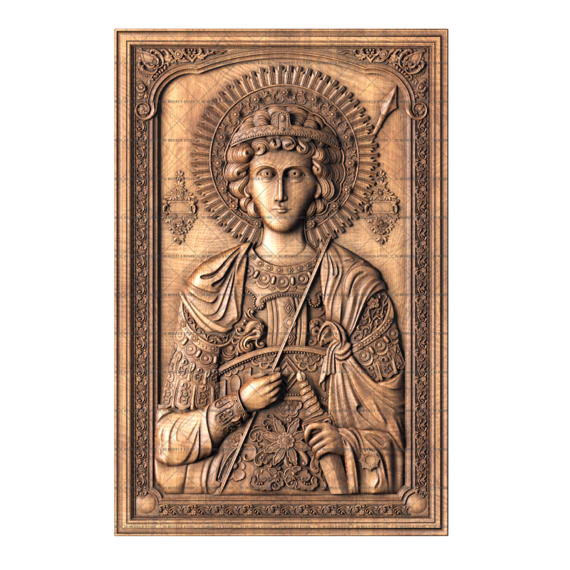 Чудотворная икона великомученика Георгия Победоносца, 3d модель для ЧПУ