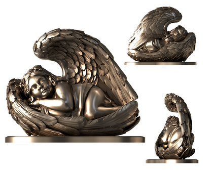 Памятник с ангелом, 3D (stl) модель