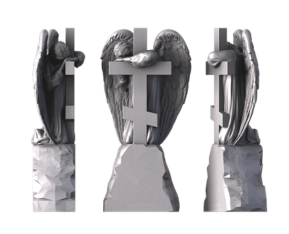 Памятник с распятием и ангелом, 3D (stl) модель
