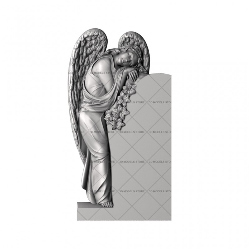 Памятник с ангелом и цветами, 3D (stl) модель