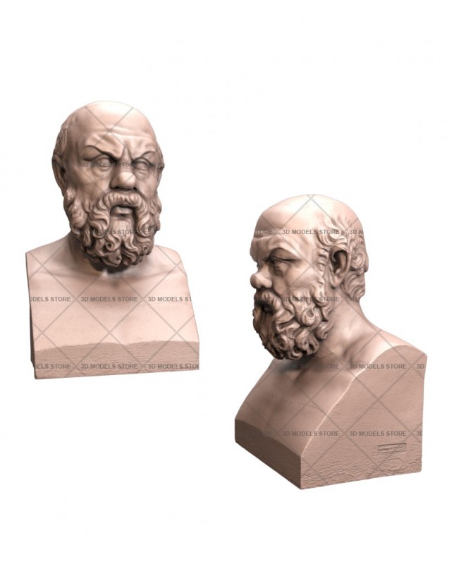 Бюст Сократ, 3d модель для ЧПУ