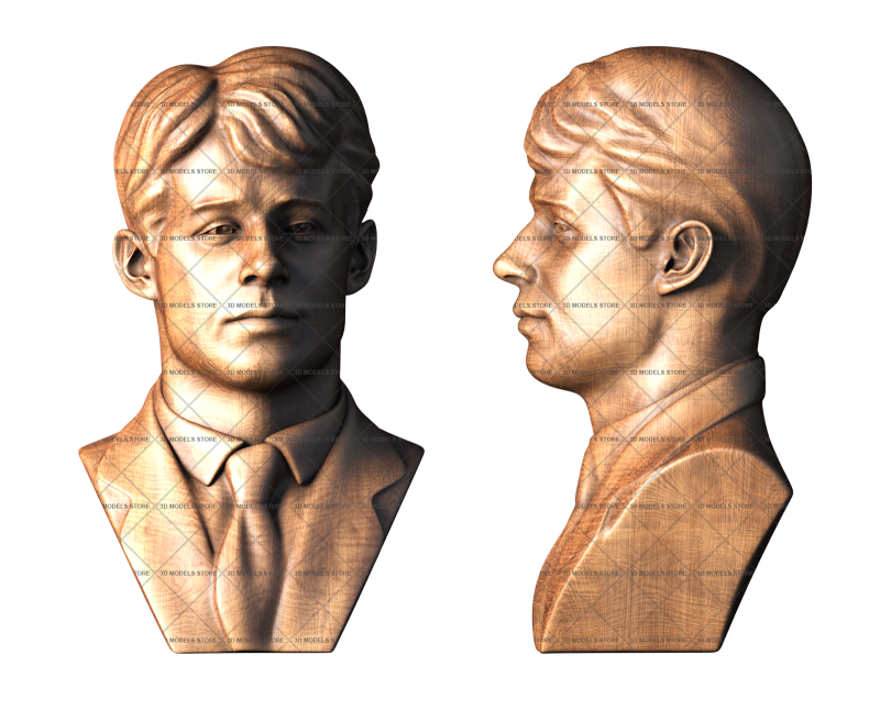 Бюст Сергей Александрович Есенин, Бюсты 3D (stl) модели