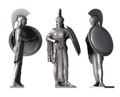 Афина с щитом, 3d модель для ЧПУ