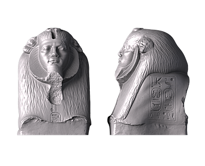 Голова сфинкса с чертами Аменемхета, 3d модель для ЧПУ