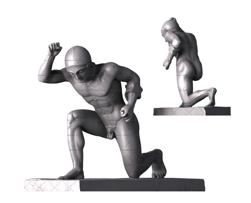 Афайя — коленопреклонённая воительница, 3d модель для ЧПУ