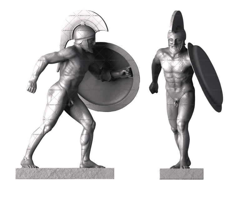 Афайя — стоящий воин с щитом, 3d модель для ЧПУ