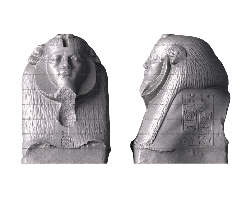 Голова сфинкса с чертами Аменемхета, 3d модель для ЧПУ