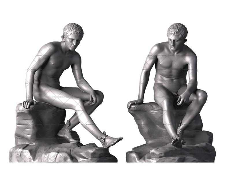 Гермес с сандалем, 3d модель для ЧПУ