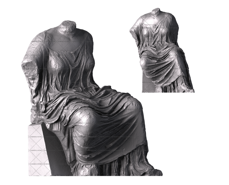Сидящая Гестия, 3d модель для ЧПУ