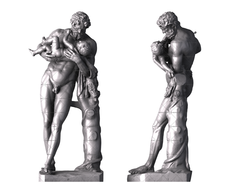 Силен с младенцем Дионисом, 3d модель для ЧПУ