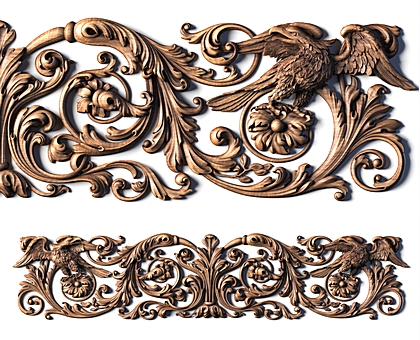 Горизонтальный декор с птицей, 3d модель для ЧПУ