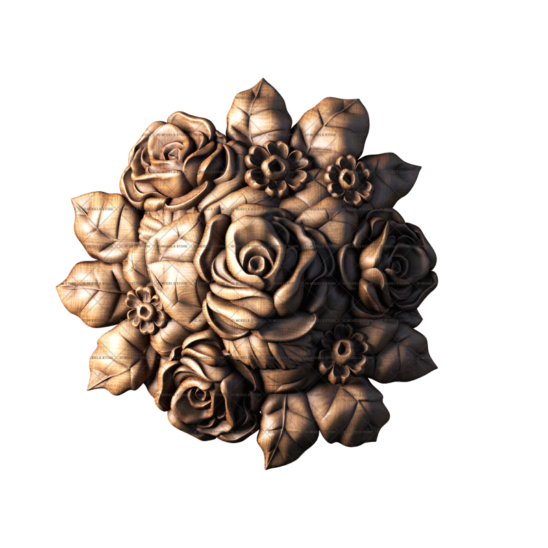 Цветы розы, 3d модель для ЧПУ