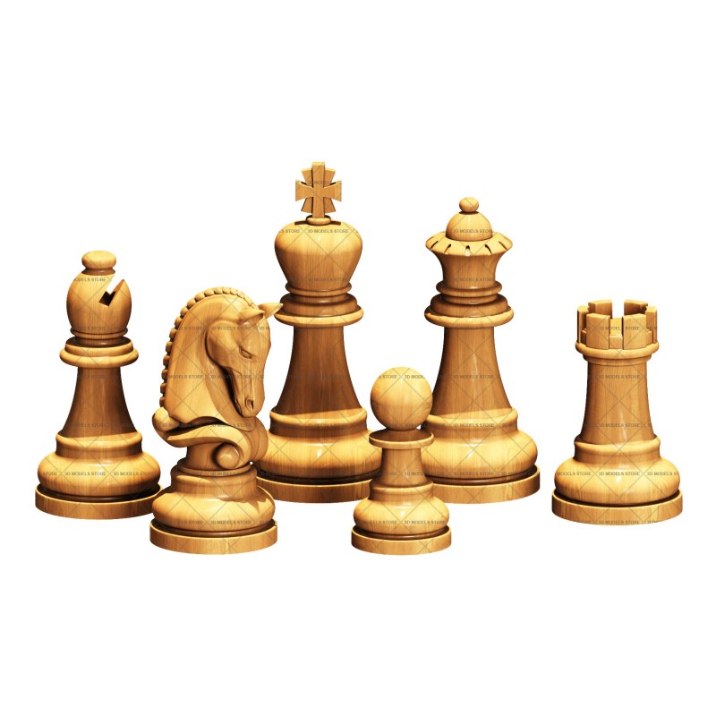 Набор классических шахмат - 3d (stl) модель, 3d модель для ЧПУ