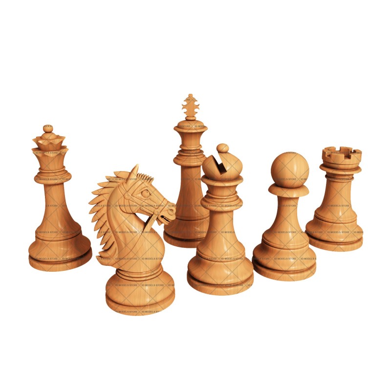 Шахматы, набор - 3d (stl) модель, 3d модель для ЧПУ