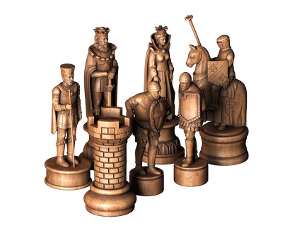 Набор шахмат Средневековье, 3d модель для ЧПУ
