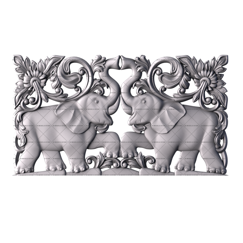 3D панель со слонами, 3d модель для ЧПУ