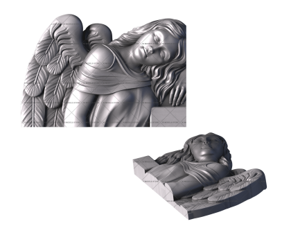 Памятник с ангелом, 3d модель для ЧПУ