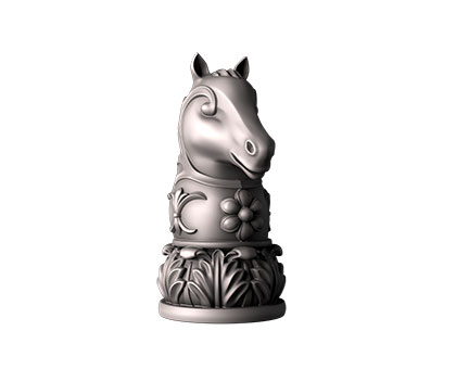 Шахматная фигура - конь, 3d модель для ЧПУ