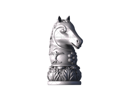 Шахматы - фигура конь, 3d модель для ЧПУ