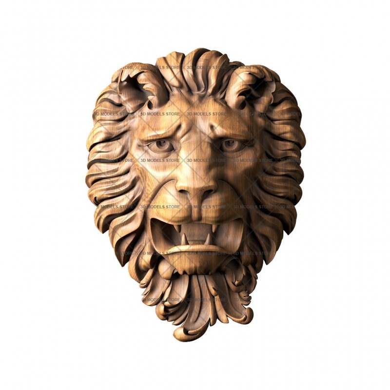 Маскарон - морда льва, 3d модель для ЧПУ