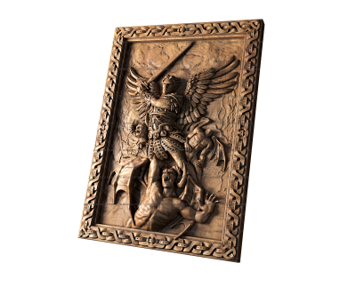 Панно Архангел Михаил, 3d модель для ЧПУ