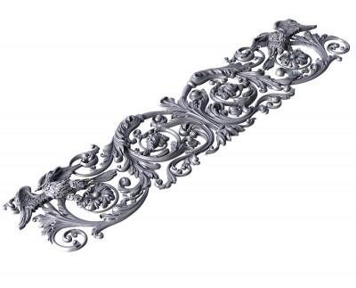 Горизонтальный декор с птицей, 3d модель для ЧПУ