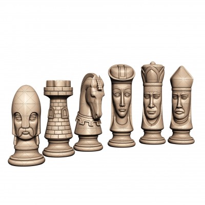 Набор шахмат - 3d (stl) модель, 3d модель для ЧПУ