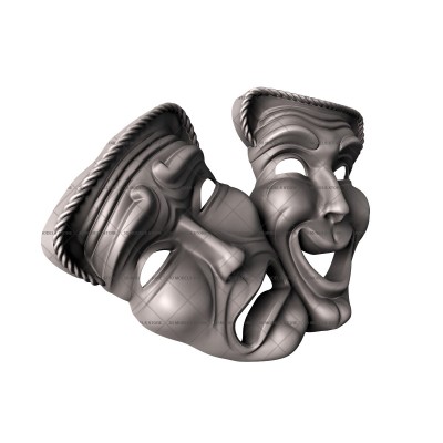 Маскарон - две маски, 3d модель для ЧПУ