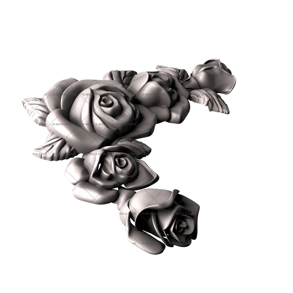 Цветы розы, 3d модель для ЧПУ