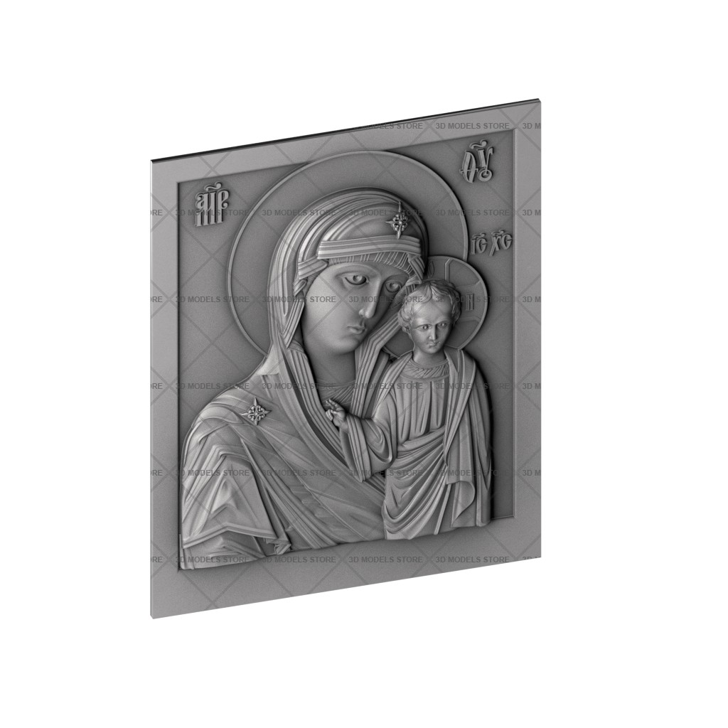 Икона Казанская Богородица, 3d модель для ЧПУ