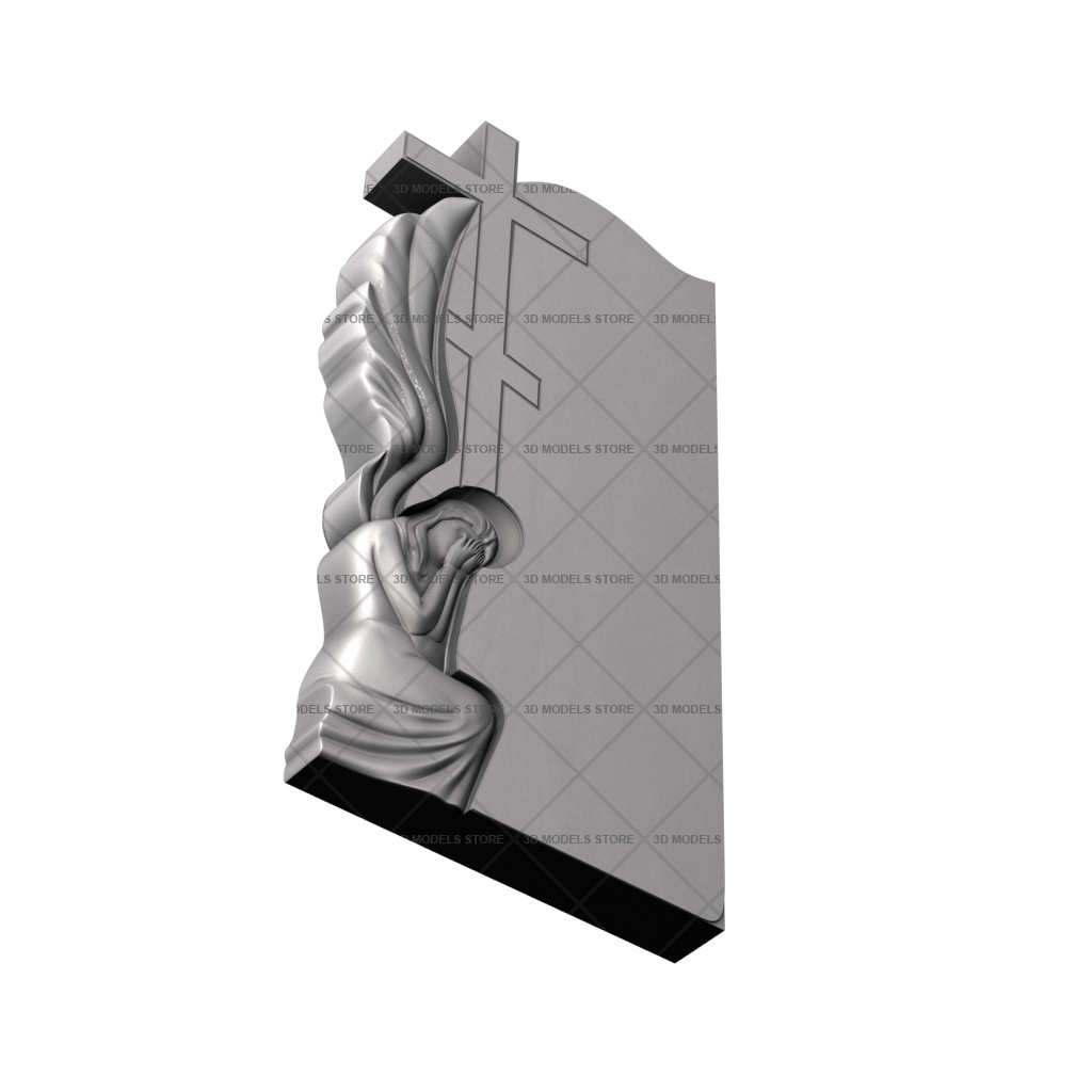 Памятник с крестом и ангелом, 3D (stl) модель