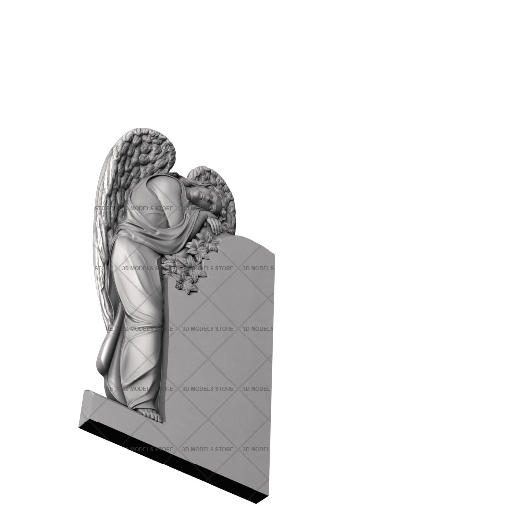 Памятник с ангелом и цветами, 3D (stl) модель