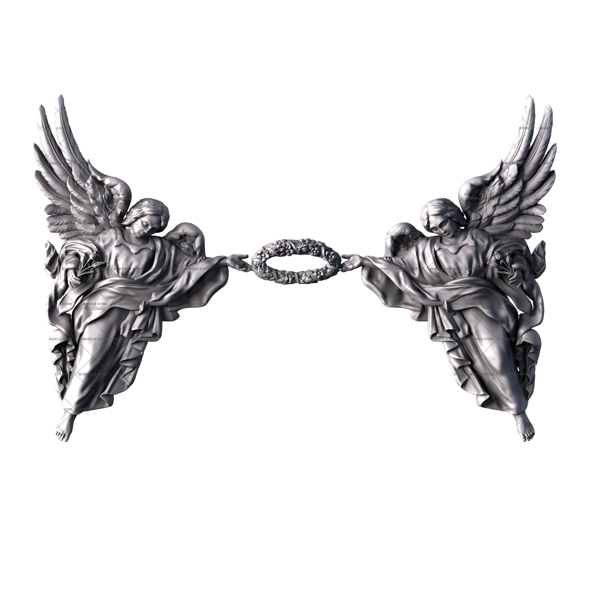 Ангелы с венцом, 3d модель для ЧПУ