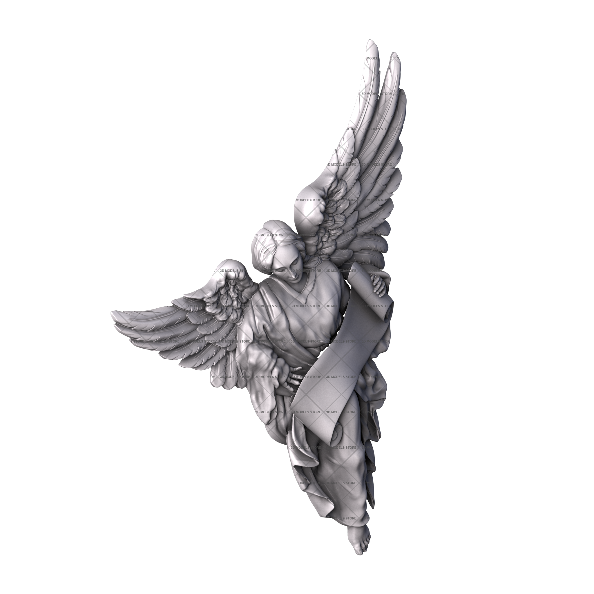 Ангел со свитком, 3d модель для ЧПУ