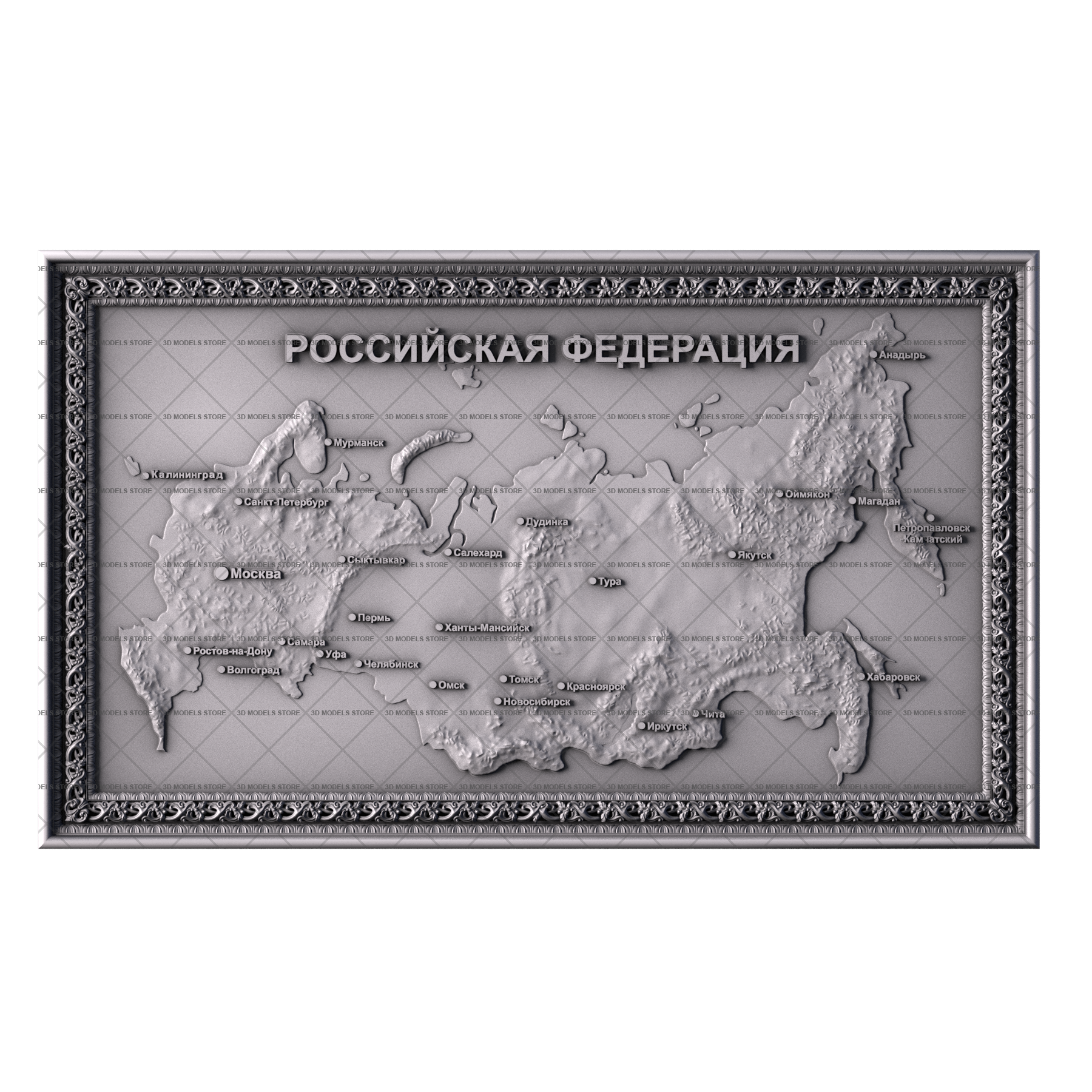 Панно Карта России, 3d модель для ЧПУ