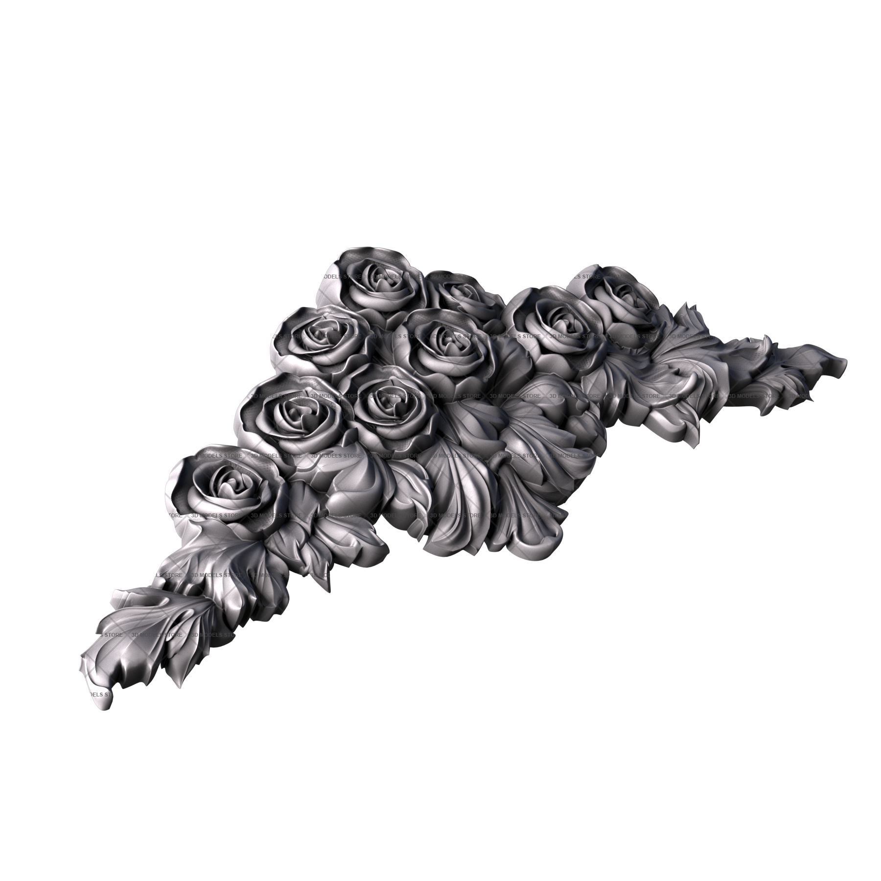 Декор центральный с розами, 3d модель для ЧПУ